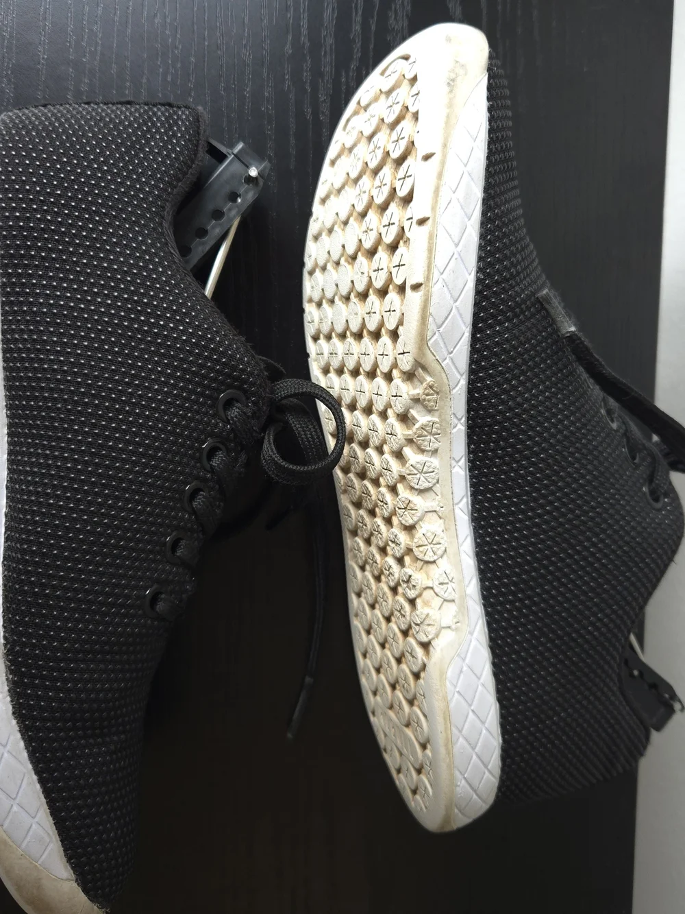 NOBULL Women's Low Top Outwork Black Athletic Shoes with White Midsole 5.5